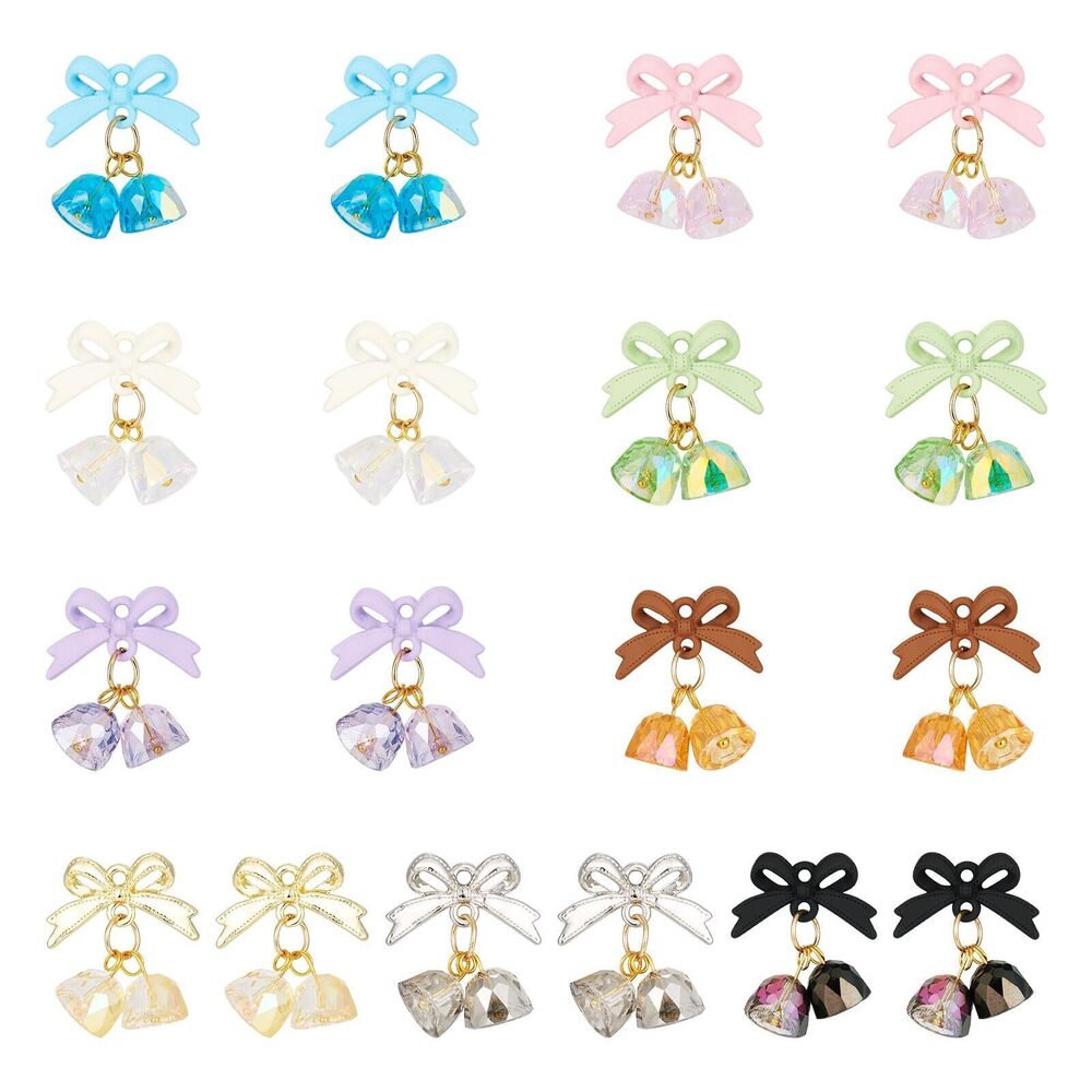 9881 18Pcs Mixed Color Alloy Bowknot Pendants for Jewelry Making